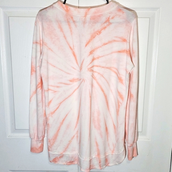 Dakini Womens Large Ultra Soft Pink Tie Dye Sweatshirt Lightweight Athleisure - Picture 7 of 7